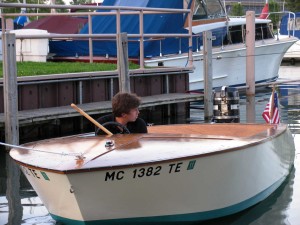 Graham hand-built this motorboat while he was in high school; he also constructed a 17'wood/fiberglass kayak