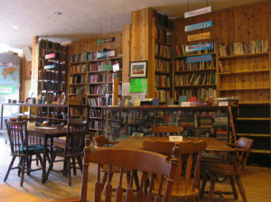 A portion of the 30,000 books at the Falling Rock