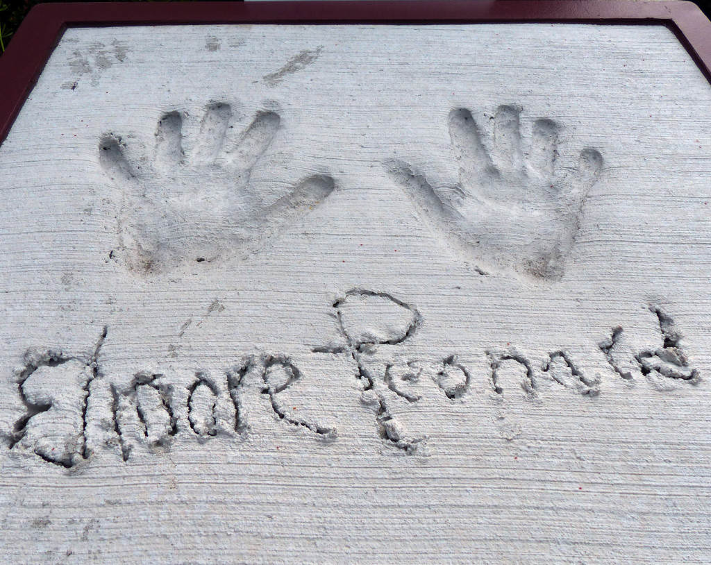 Dutch Leonard added his handprints to the Detroit Historical Museum Legends Plaza