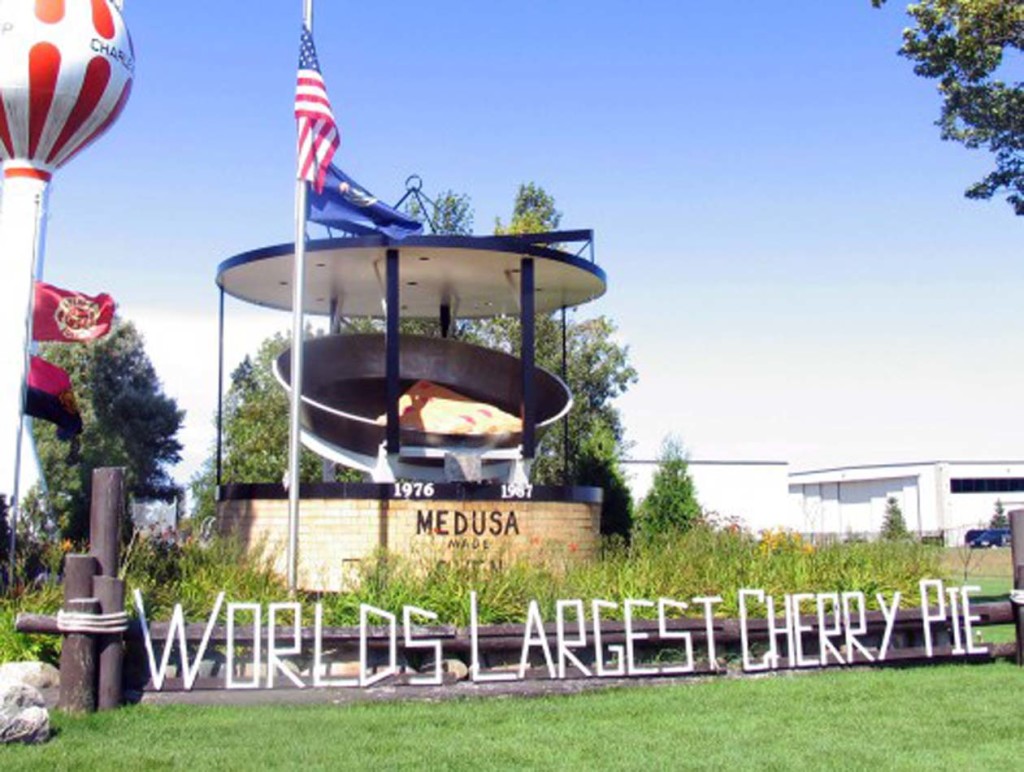 Charlevoix is home to the pan that held the World's Largest Cherry Pie, title holder from 1976-1987