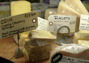 Sampling of cheeses at the Food Dance Market