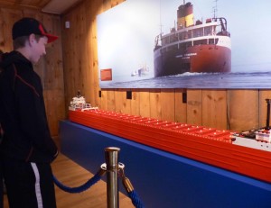 Students built a Lego model of the Edmund Fitzgerald on display at the Shipwreck Museum, at Whitefish Point in the Upper Peninsula