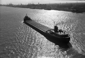 S.S. Edmund Fitzgerald on the Detroit River in 1960 (Detroit Historical Society photo)