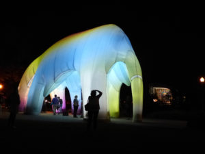 Some see an elephant, another sees a tooth in the massive sculpture along the Grand River 